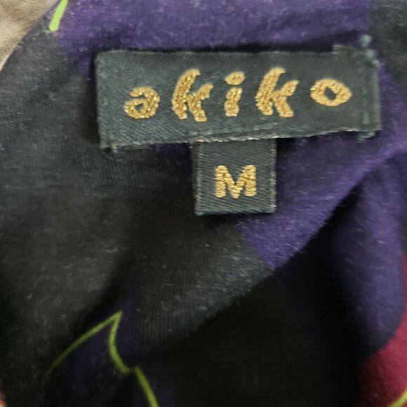 AKIKO Multicolor Sleeveless Size M Layer Blouse Top Leather Trim Open Back Tank - Picture 4 of 10